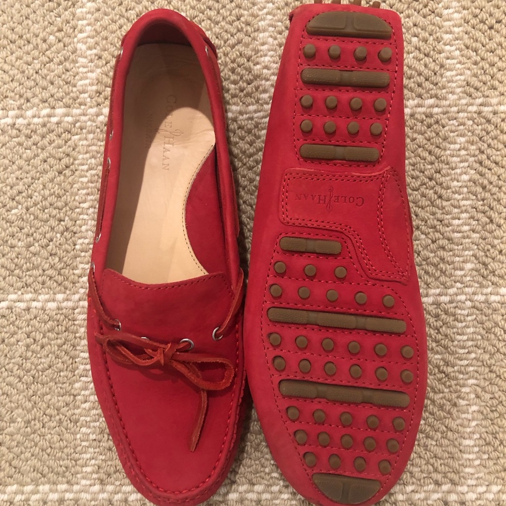 Cole Haan red suede driving moccasins size 9.5